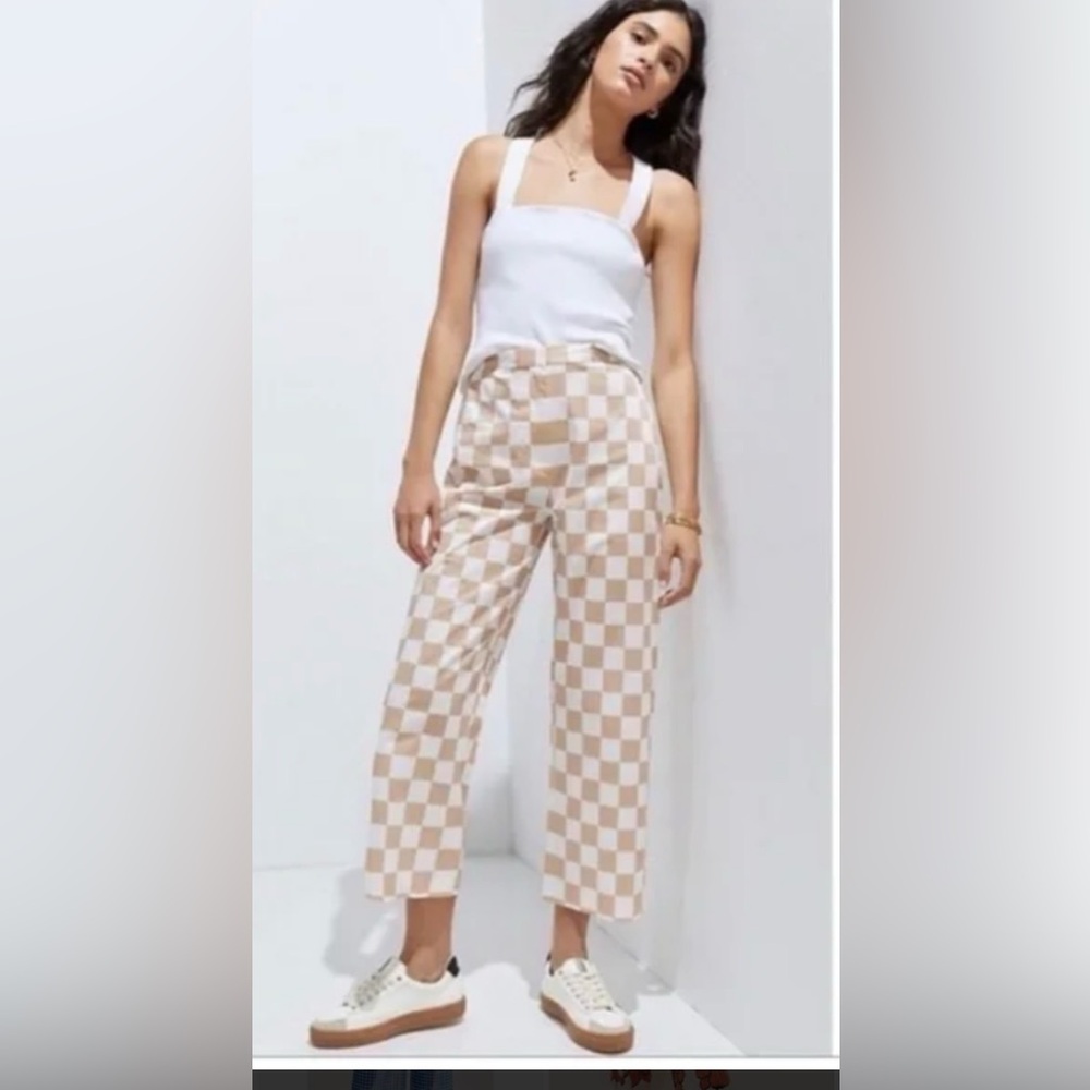 Hutch Checkered Pants in Cream and Tan